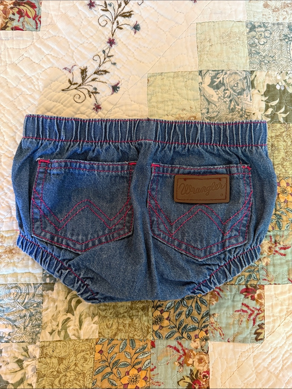Wrangler Denim Baby Shorts - Blue with Pink Stitching